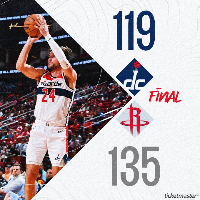 Washington Wizards vs Houston Rockets MATCH PLAYER STATS