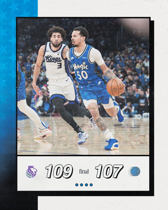Oh boy, you should have seen the basketball game on Saturday night! It was the Sacramento Kings against the Orlando Magic and boy, it was close. De’Aaron Fox of the Kings made some really important throws, scoring a total of 31 whole points! Then, when only 21.2 seconds were left, he tied the game at 107. But, guess what? That's not all! Keon Ellis, another great player from the Kings, scored an extra point just before the buzzer and the Kings won the game 109-107. That’s how the Magic's winning streak of five games ended. A player from the Magic, Paolo Banchero, tried to turn things around with a long 3-pointer at the end, but he missed. You might remember, something very similar happened when these two teams played before, back in January. Keon Ellis, who actually grew up not too far from where they were playing, said that both teams were trying to show that they are just as good as each other. He scored a career-best 19 points in this game! The coaches were very proud of him. A player named Domantas Sabonis, also from the Kings, scored 21 points and caught 14 rebounds! This was a very special game for him because it’s the 53rd game in a row where he’s done that, which hasn't been done since 2010-11. Everybody played really well, even though one of the Kings' players, Malik Monk, didn't score at all. Now, let’s talk about the Magic team. Jonathan Isaac scored a whopping 25 points, which is his highest ever! Other players like Banchero, Franz Wagner and Cole Anthony also scored quite a bit and helped their team a lot. Overall, it was a really fun game with the lead changing 19 times. Can you imagine? The Kings didn’t shoot as well as they usually do, but they held the ball more and made fewer mistakes, which is why they won. In their next games, the Kings will be playing against Philadelphia and the Magic will face off against Golden State. Let's see what happens!